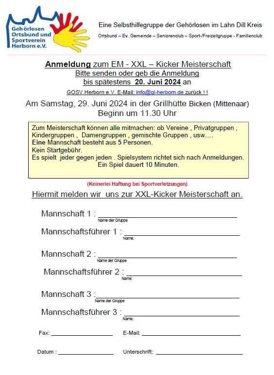 2024 06 29 Anmeldung zum EM XXL Kicker Meisterschaft